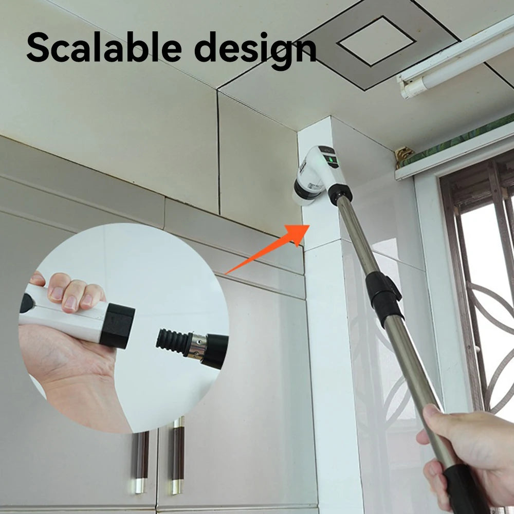 Electric Cleaning Brush 3-Gear Handheld Cordless Rotating Scrubber With Extended Handle Spin Scrubber For Bathroom Kitchen Floor