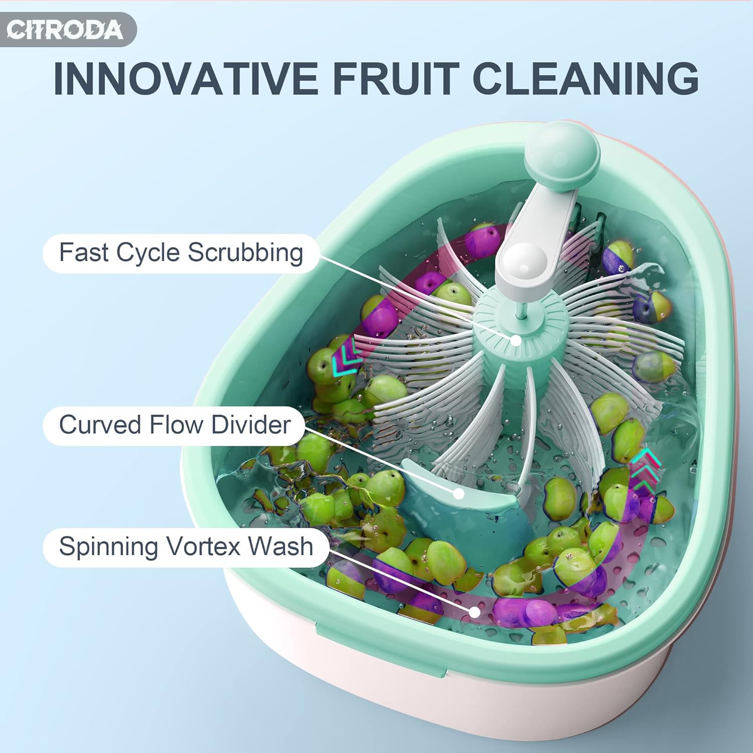 Fruit Cleaner Spinner, Large Fruit Washer Spinner, Fruit Cleaner Spinner with Fruit Washer Bowl, Vegetable Fruit Spinner Washer,Fruit and Vegetable Scrubber (Multy)