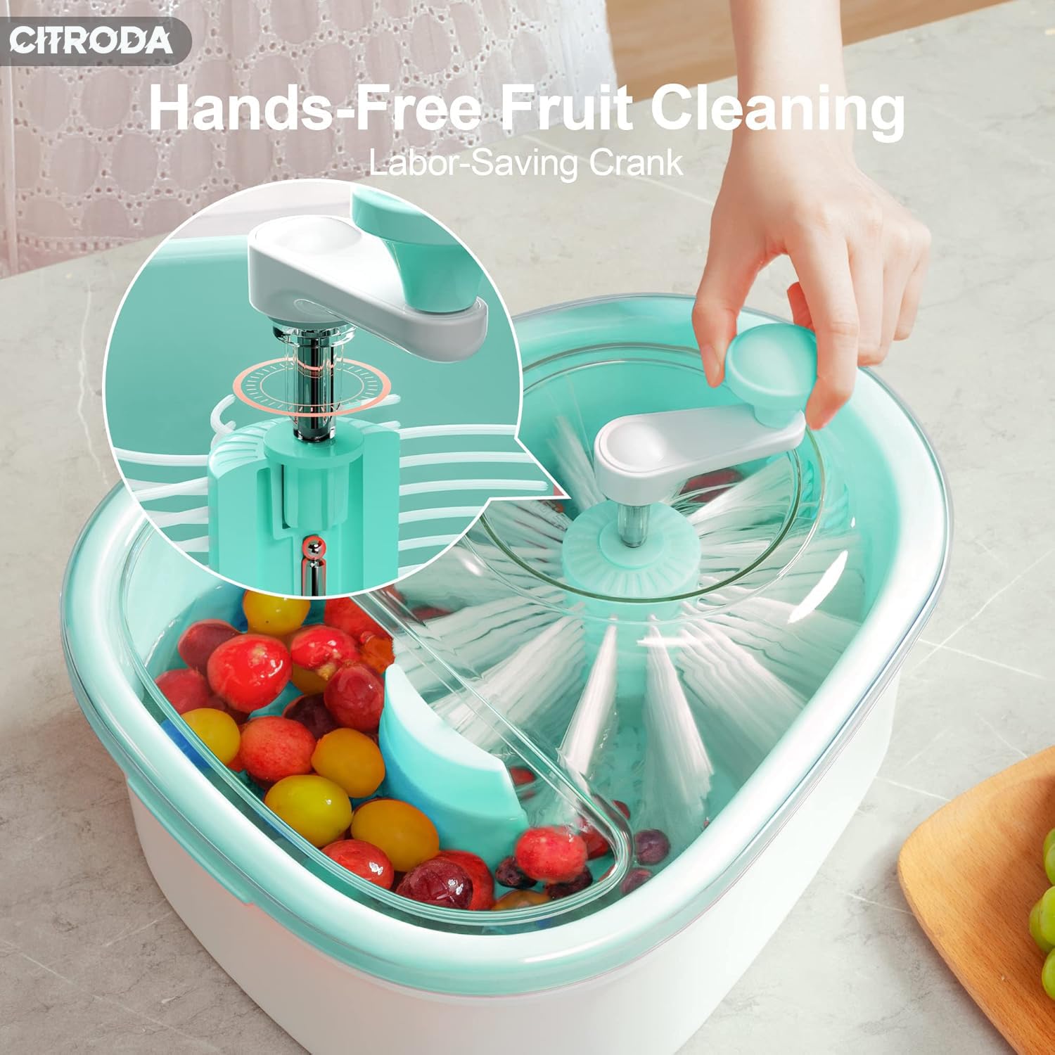 Fruit Cleaner Spinner, Large Fruit Washer Spinner, Fruit Cleaner Spinner with Fruit Washer Bowl, Vegetable Fruit Spinner Washer,Fruit and Vegetable Scrubber (Multy)
