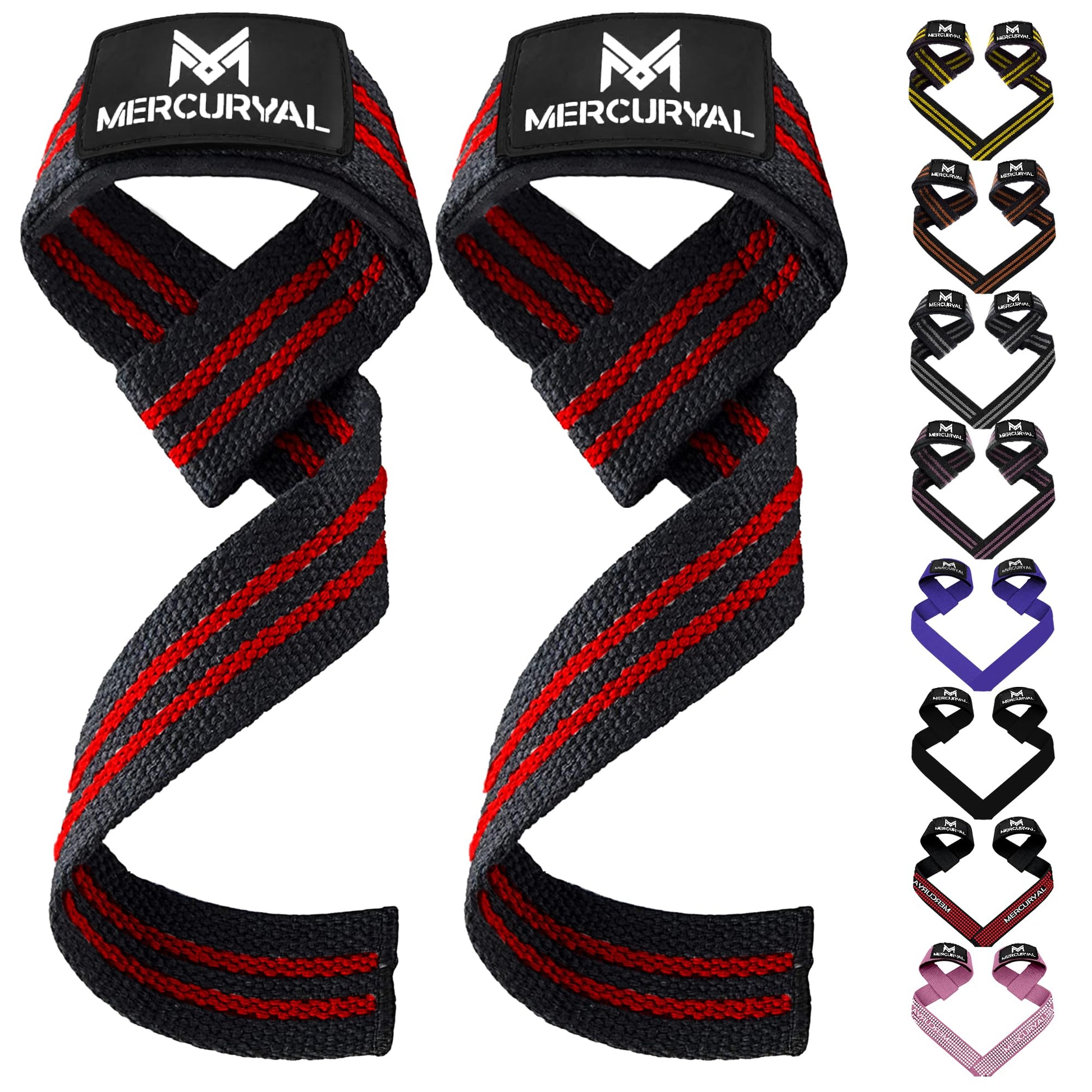 MERCURYAL Zughilfen Krafttraining Lifting Straps - Bodybuilding, Fitness, Kreuzheben, Powerlifting - Kreuzheben Gurte - Profi Lifting Straps - Lifting Straps - Gym Zubehör für Frauen und Männer