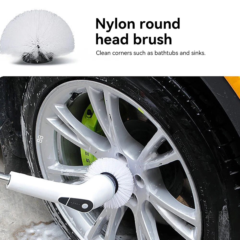 Electric Cleaning Brush 3-Gear Handheld Cordless Rotating Scrubber With Extended Handle Spin Scrubber For Bathroom Kitchen Floor