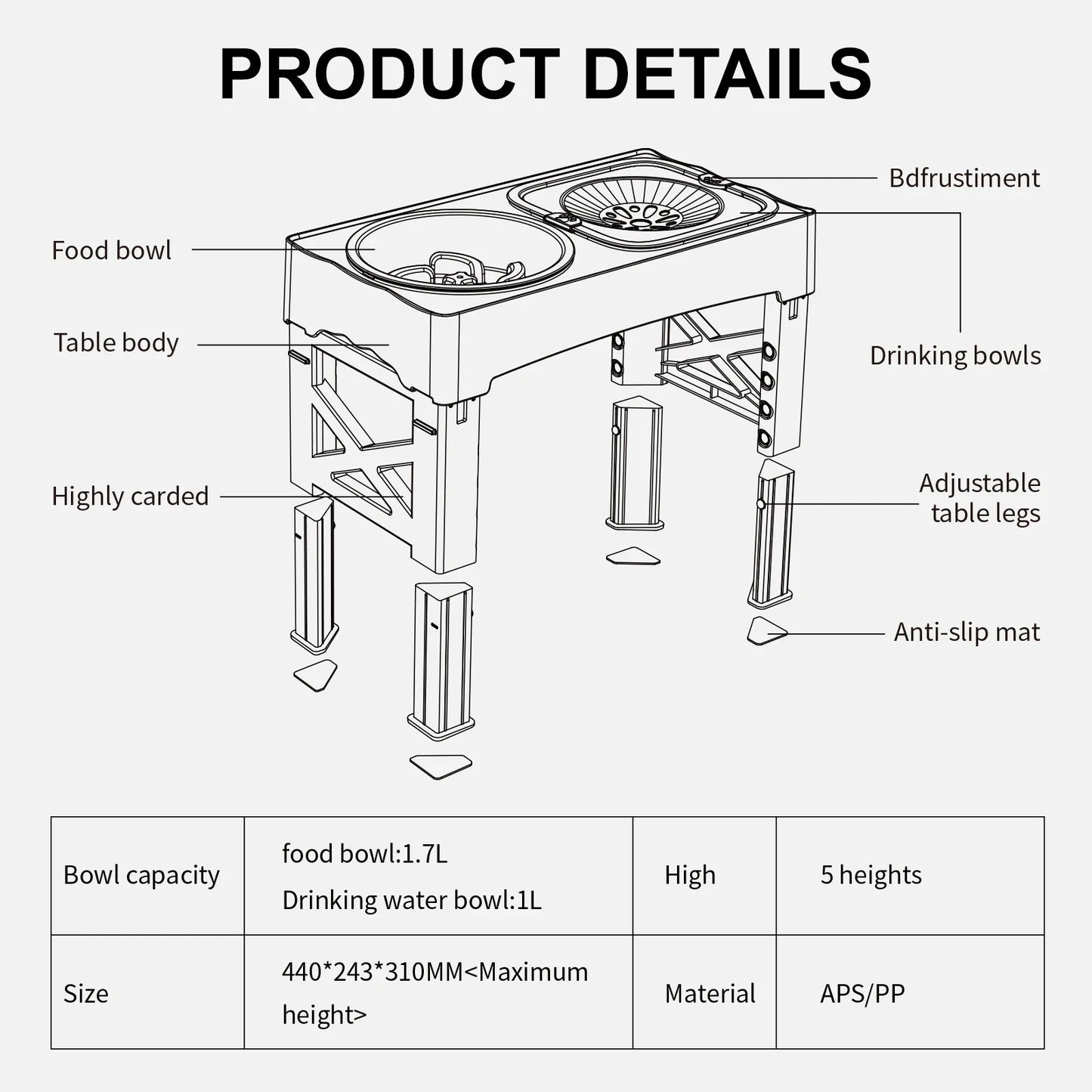 5 Adjustable Height for Different Needs 3 in 1 Pet Feeder Two Bowls One Lift Anti-upset High Neck Guard Slow Food Basin Pet Bowl