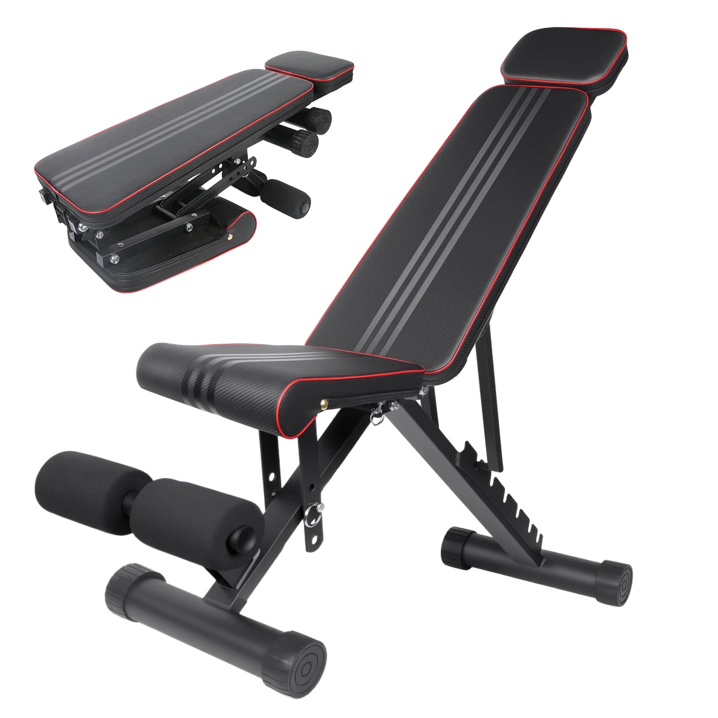 Adjustable Weight Bench Load 772LBs Body Exercise Dumbbell Bench with Resistance Band Lifting Sit-Ups Gym Workouts Weight Bench