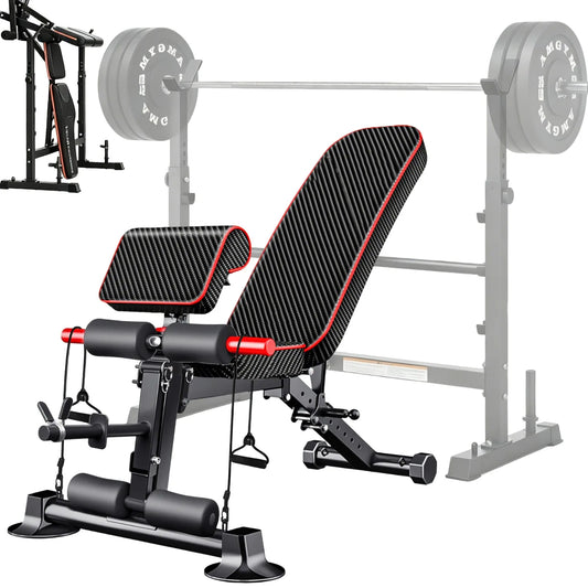 Adjustable Weight Bench Load 772LBs Body Exercise Dumbbell Bench with Resistance Band Lifting Sit-Ups Gym Workouts Weight Bench