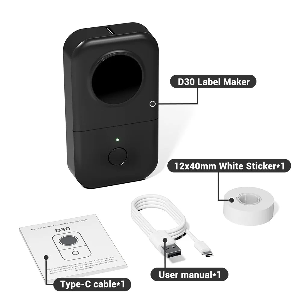 Phomemo D30 Label Printer Mini Printer Pocket Thermal Label Maker Wireless Sticker Pocket Portable Printer Various Label Paper
