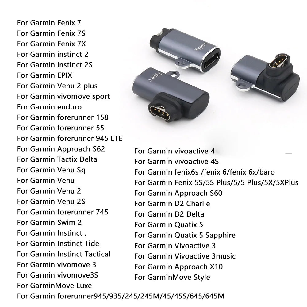 Type C Charger Cable Adapter Replacement Charger Base Adapter Smart Watch 90 Degree Elbow Accessories for Garmin Fenix 7/7S/7X/6
