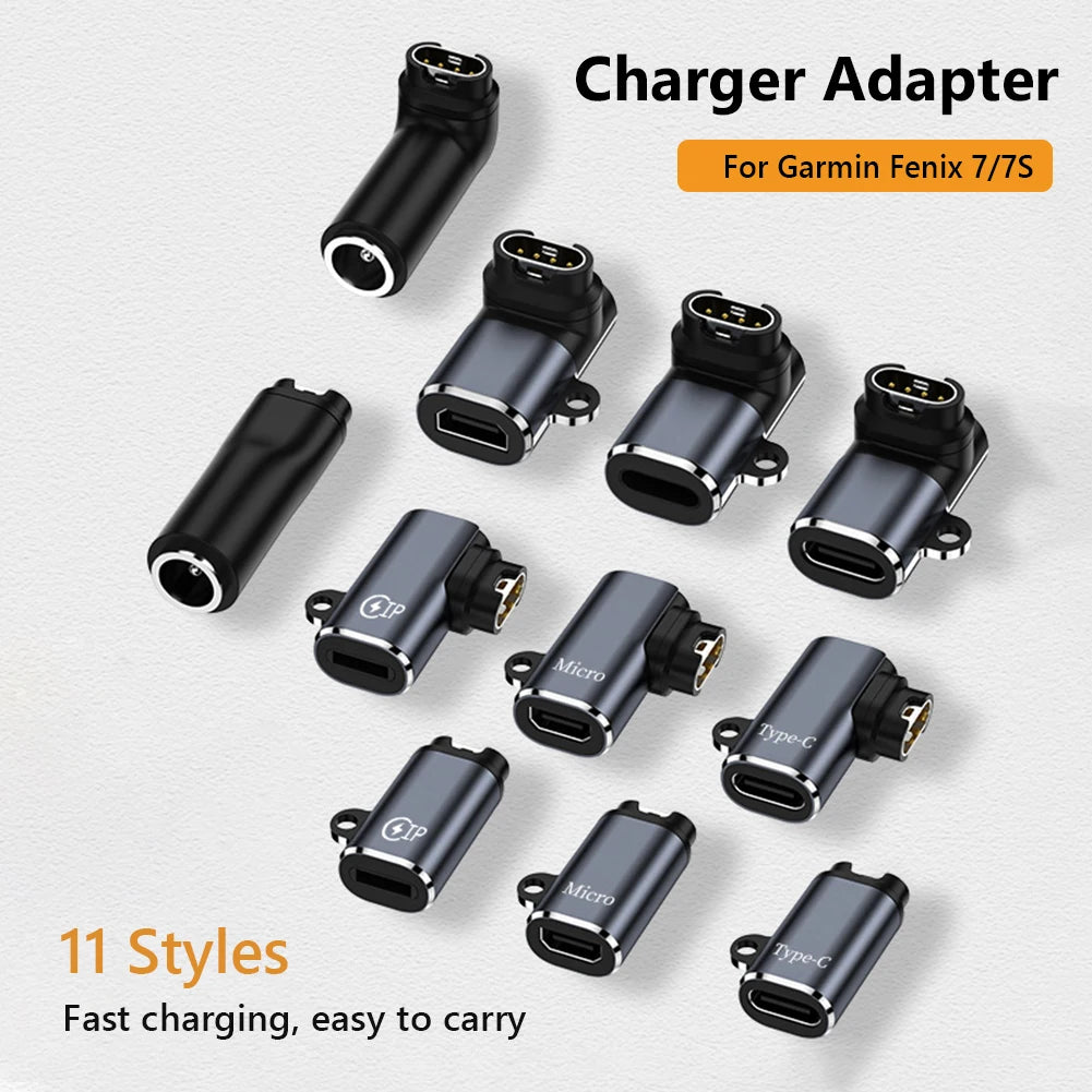 Type C Charger Cable Adapter Replacement Charger Base Adapter Smart Watch 90 Degree Elbow Accessories for Garmin Fenix 7/7S/7X/6