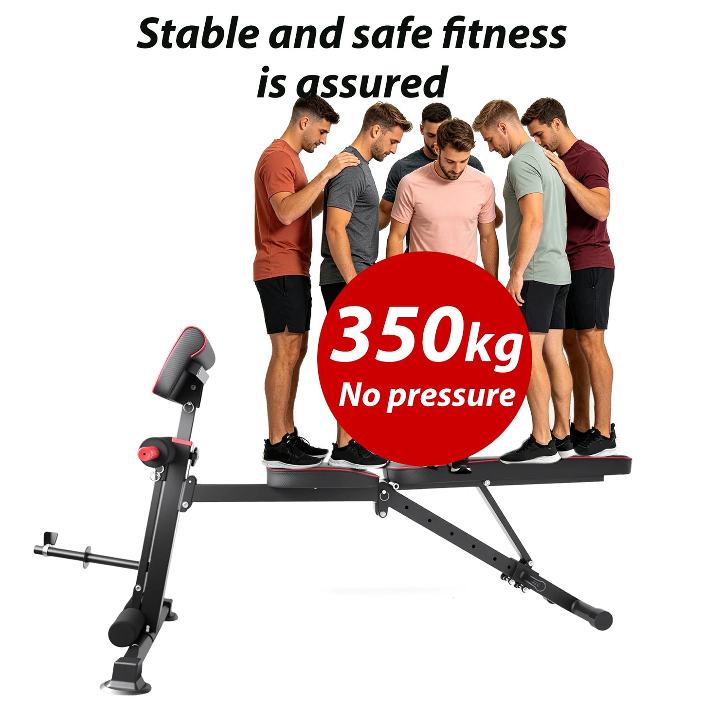 Adjustable Weight Bench Load 772LBs Body Exercise Dumbbell Bench with Resistance Band Lifting Sit-Ups Gym Workouts Weight Bench