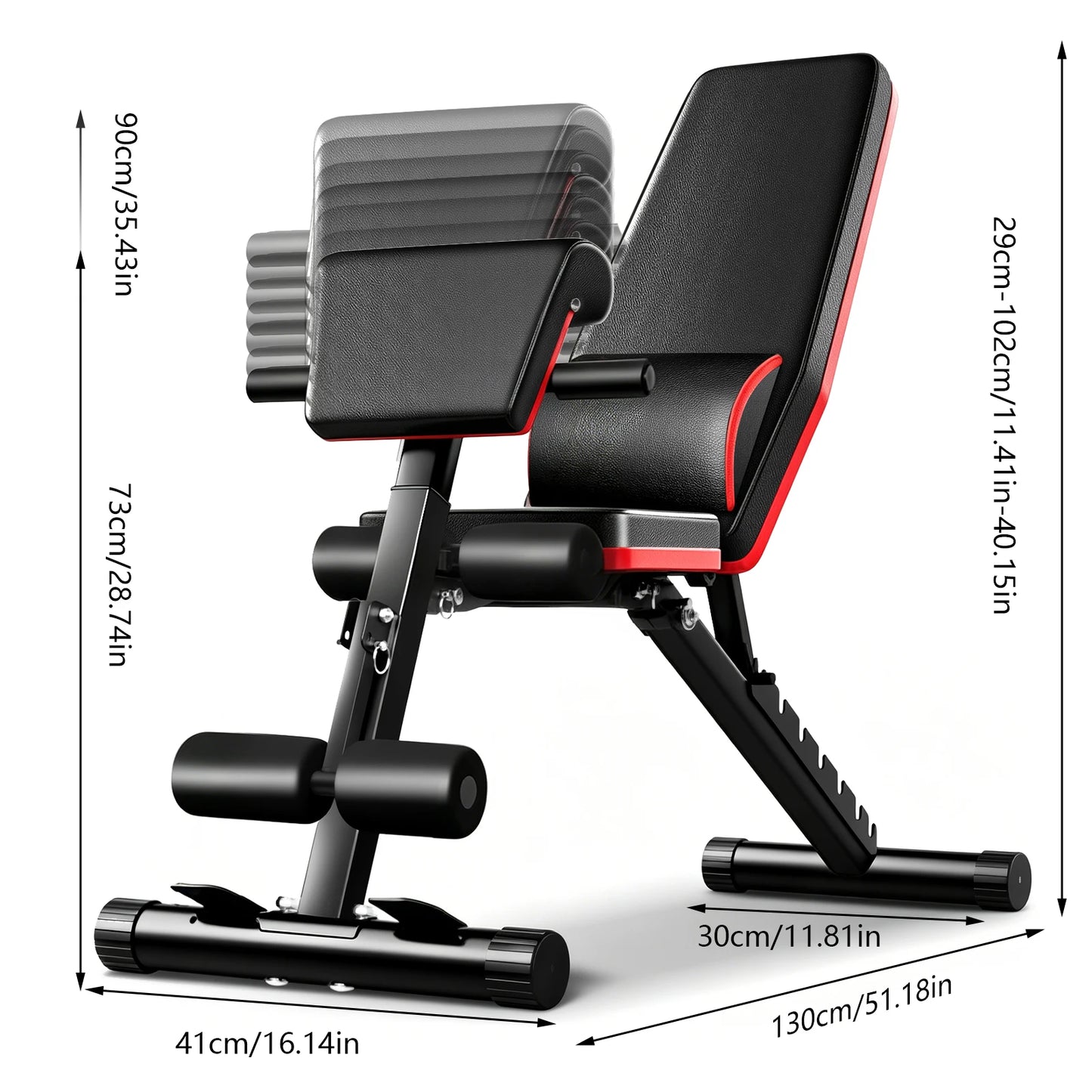 Adjustable Weight Bench Load 772LBs Body Exercise Dumbbell Bench with Resistance Band Lifting Sit-Ups Gym Workouts Weight Bench