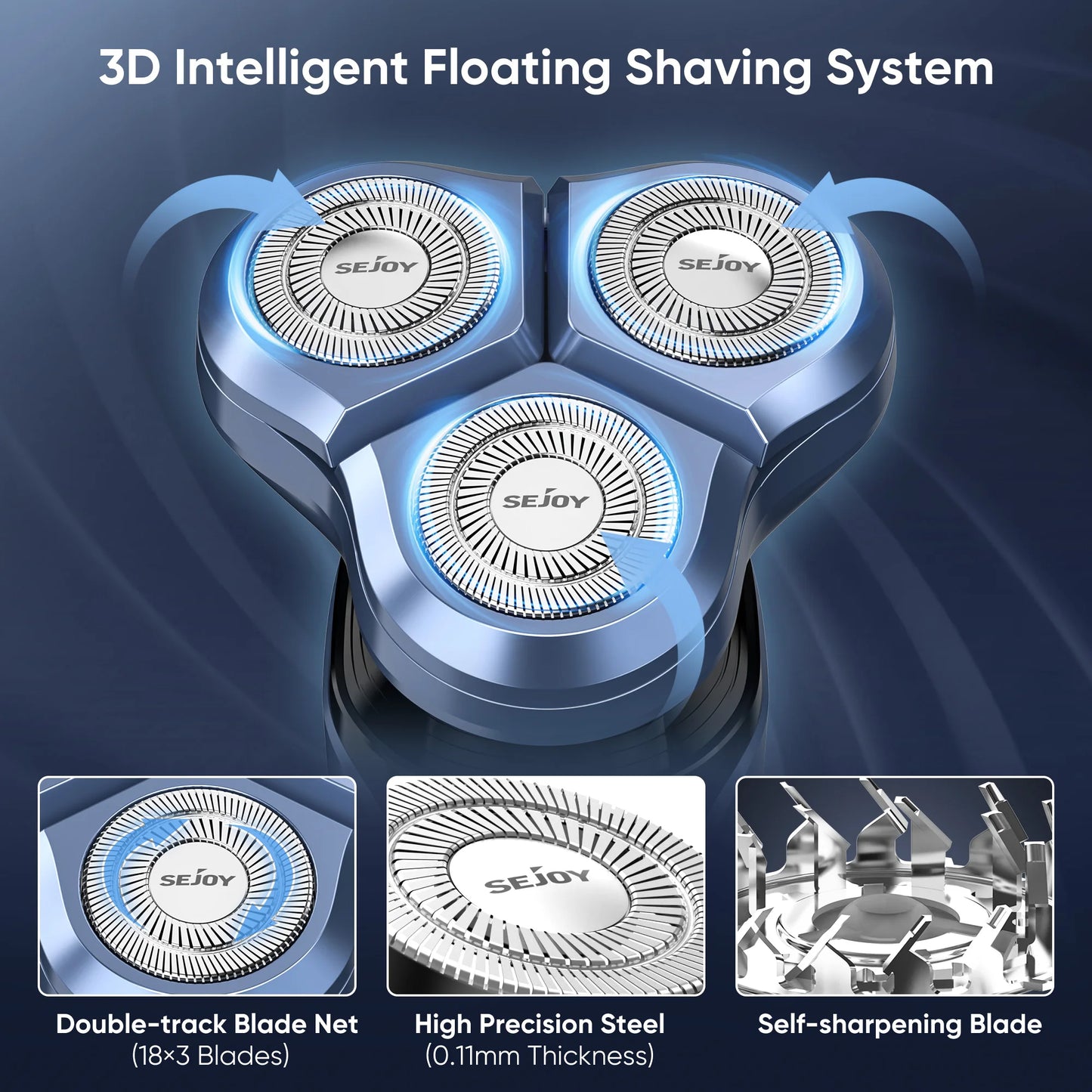 SEJOY Electric Shaver for Men,Hair Trimmer,Nose Hair Scissors,Facial Cleanser, Facial Massager Rechargeable Shaving Machine