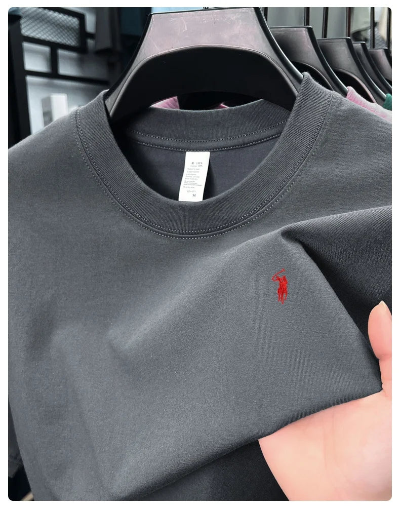 Men's Premium Cotton Embroidered Round Neck T-Shirt