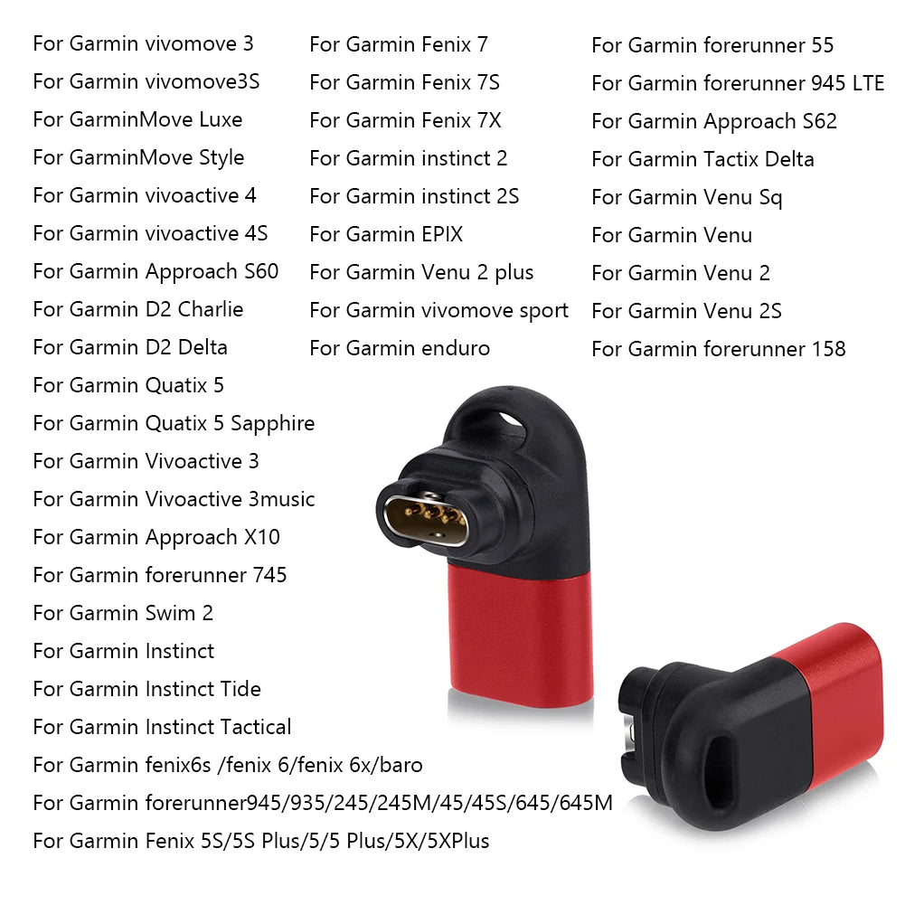Type C Charger Cable Adapter Replacement Charger Base Adapter Smart Watch 90 Degree Elbow Accessories for Garmin Fenix 7/7S/7X/6