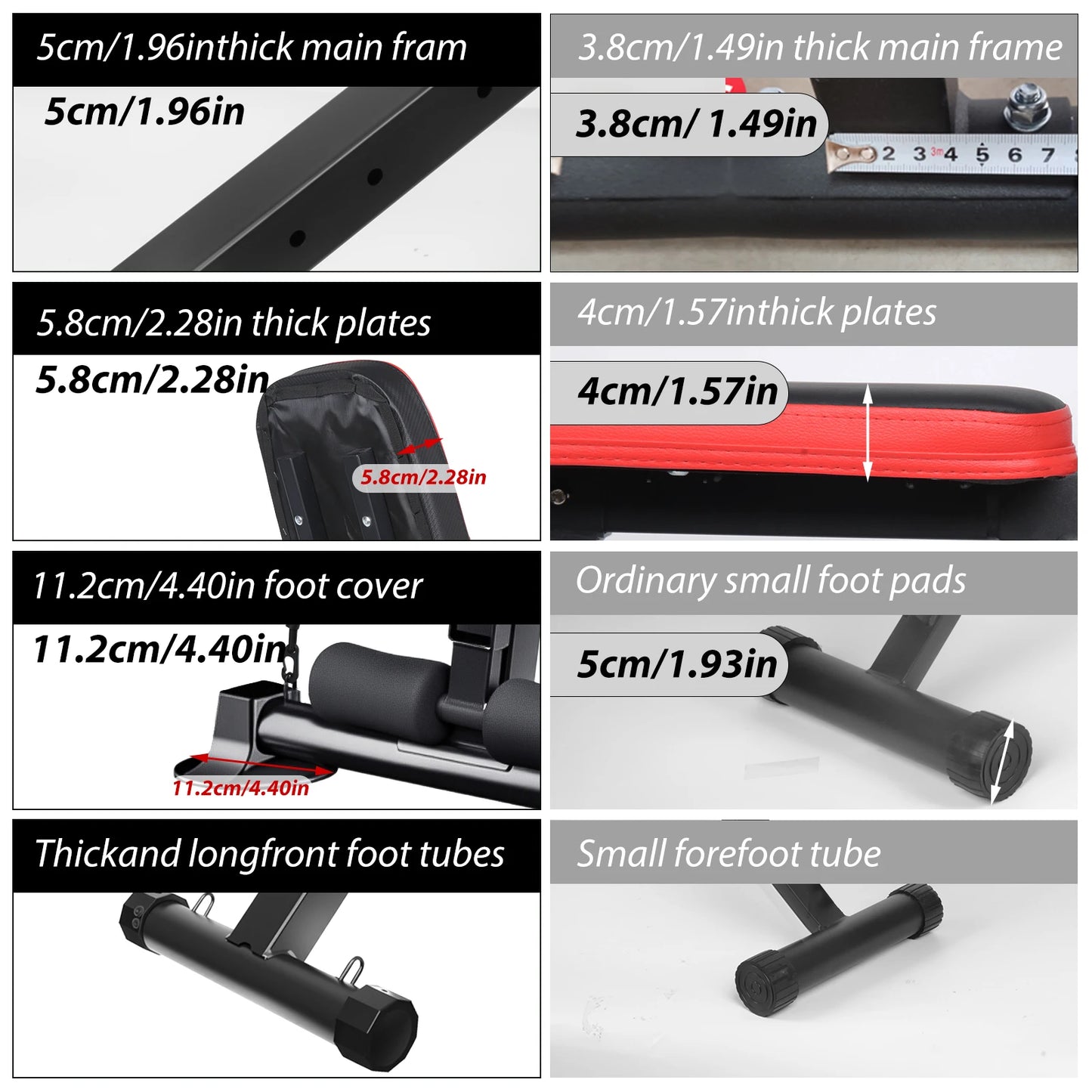 Adjustable Weight Bench Load 772LBs Body Exercise Dumbbell Bench with Resistance Band Lifting Sit-Ups Gym Workouts Weight Bench