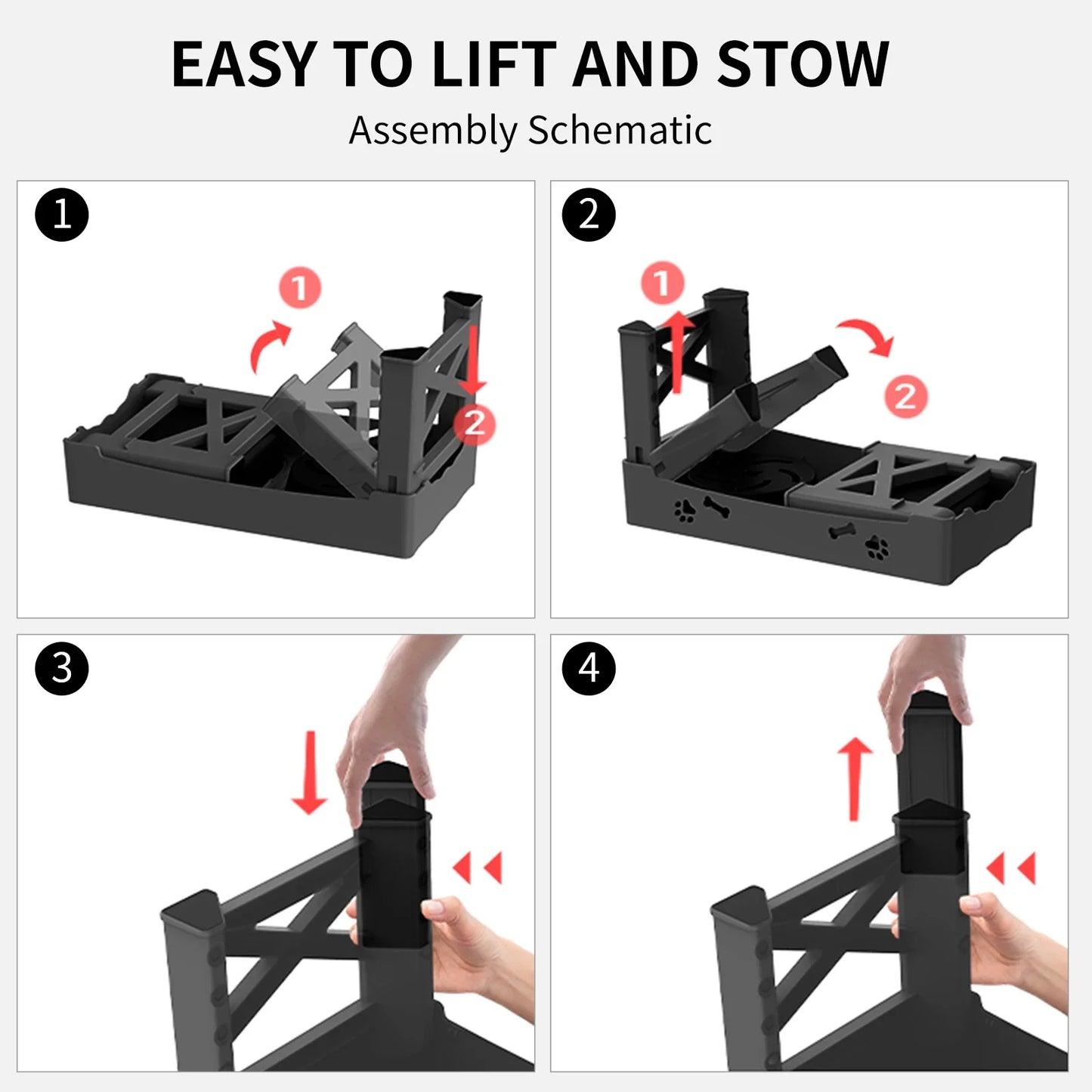 5 Adjustable Height for Different Needs 3 in 1 Pet Feeder Two Bowls One Lift Anti-upset High Neck Guard Slow Food Basin Pet Bowl